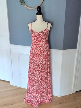 H&M Burnt Orange and Cream Leopard Print Maxi Slip Dress - 12